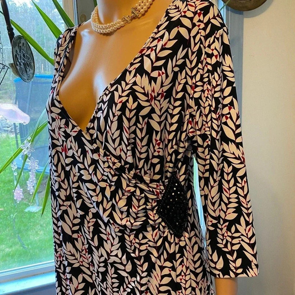 Susan Lawrence Floral Stretchy Casual Special occasions wrap dress women size L - Picture 5 of 6